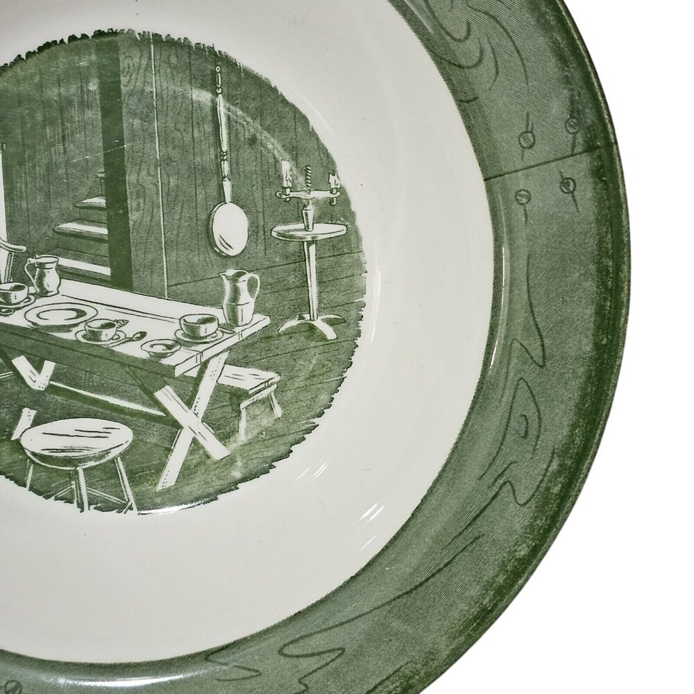 Colonial Homestead Serving Bowl 10" green by Royal USA colonial revival 1970s - Picture 2 of 11